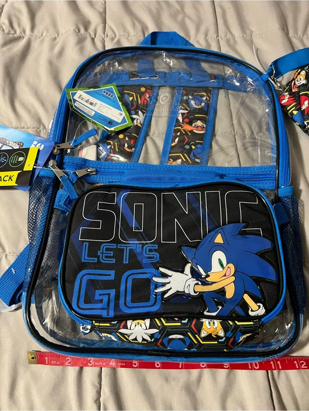 Sonic Clear 17 inch Backpack and Lunch Bag 3 Piece Set